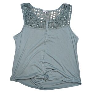 Kismet Extra Large Green Lace Boho Tank Top Pastel